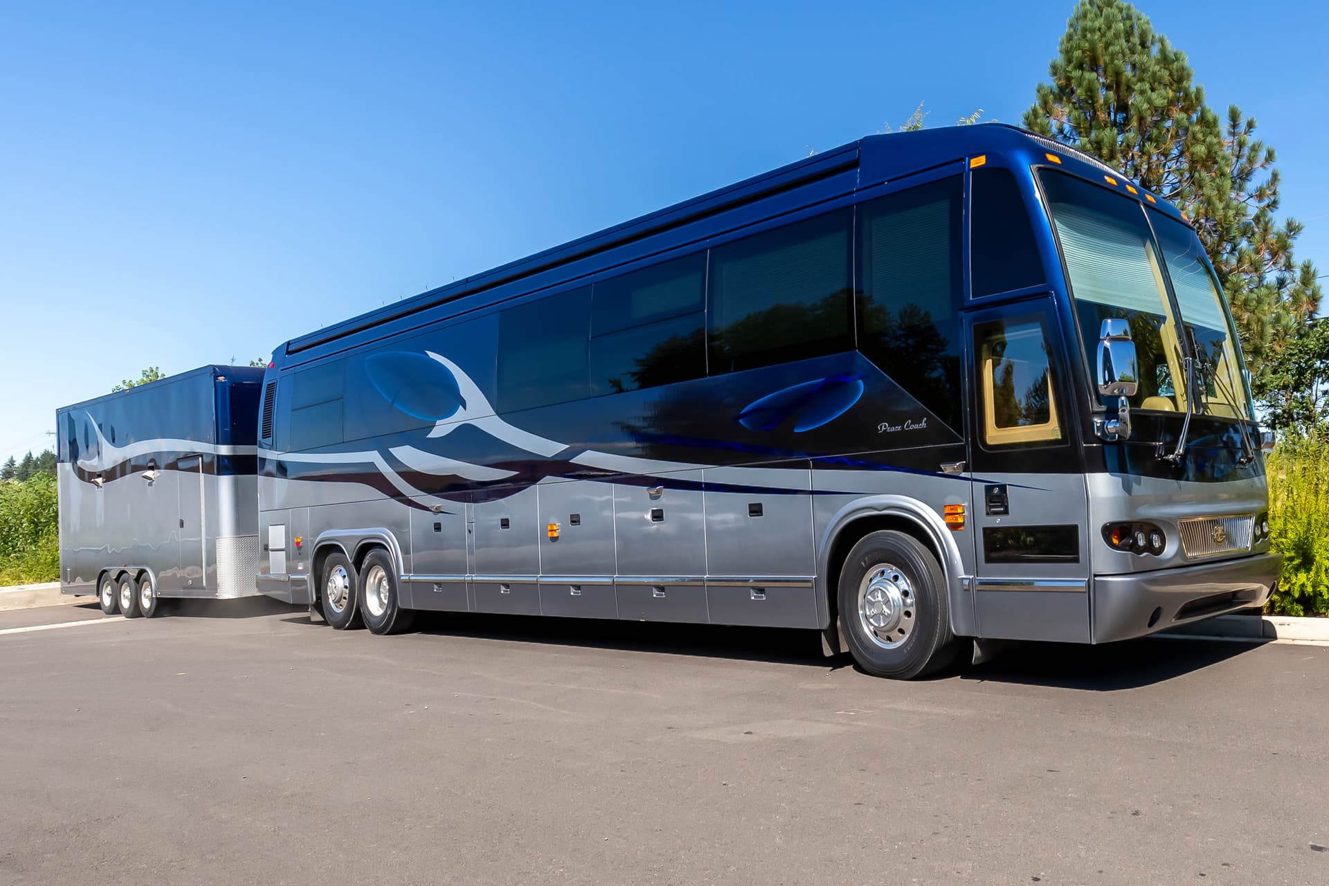 2006 Marathon Prevost H3-45 Dual Slide "Peace Coach" Bunks + Matching 24’ Stacker Package